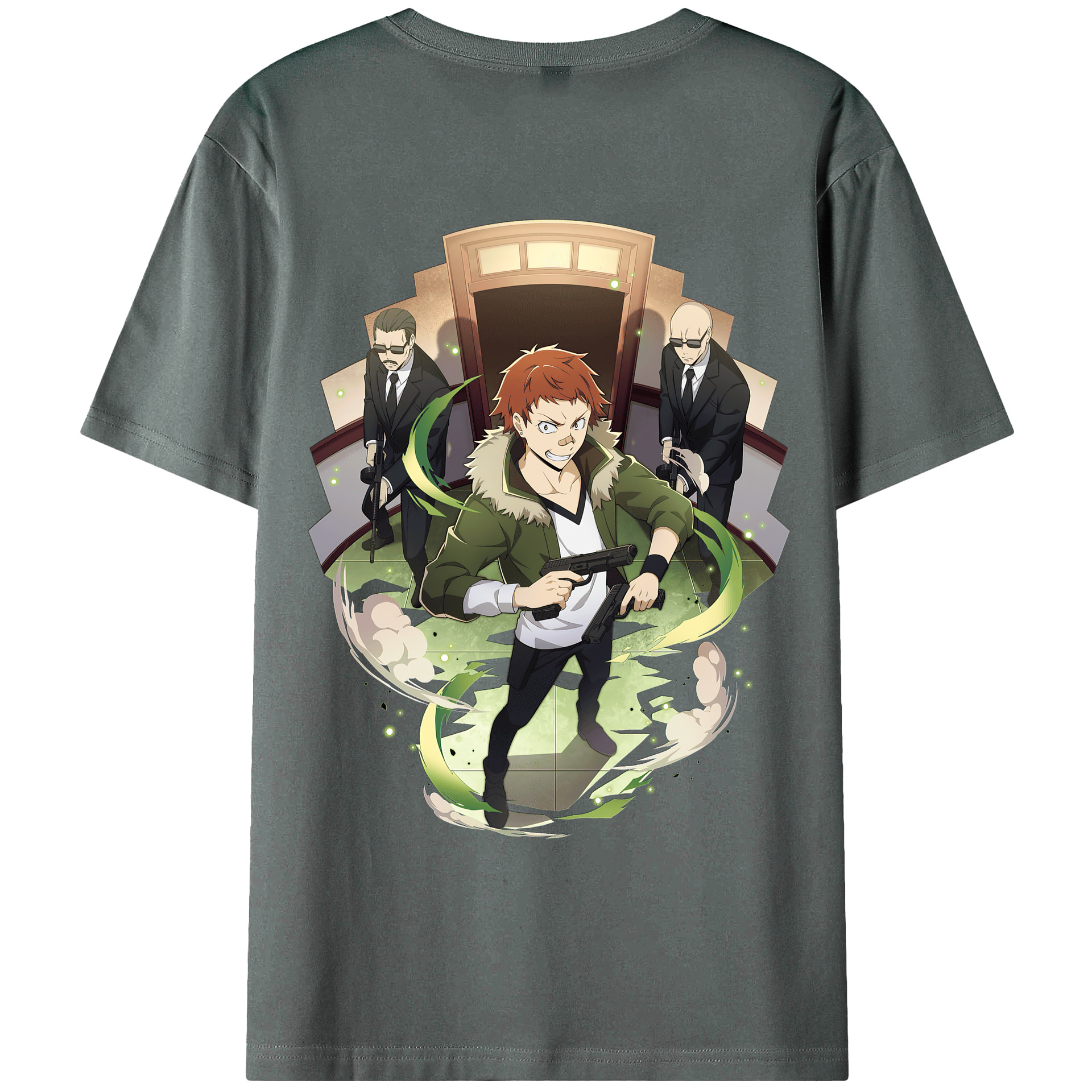 （画像用） 文豪ストレイドッグス Bungo Stray Dogs 綿100％ メンズ半袖Tシャツ（バックプリント） 通気性